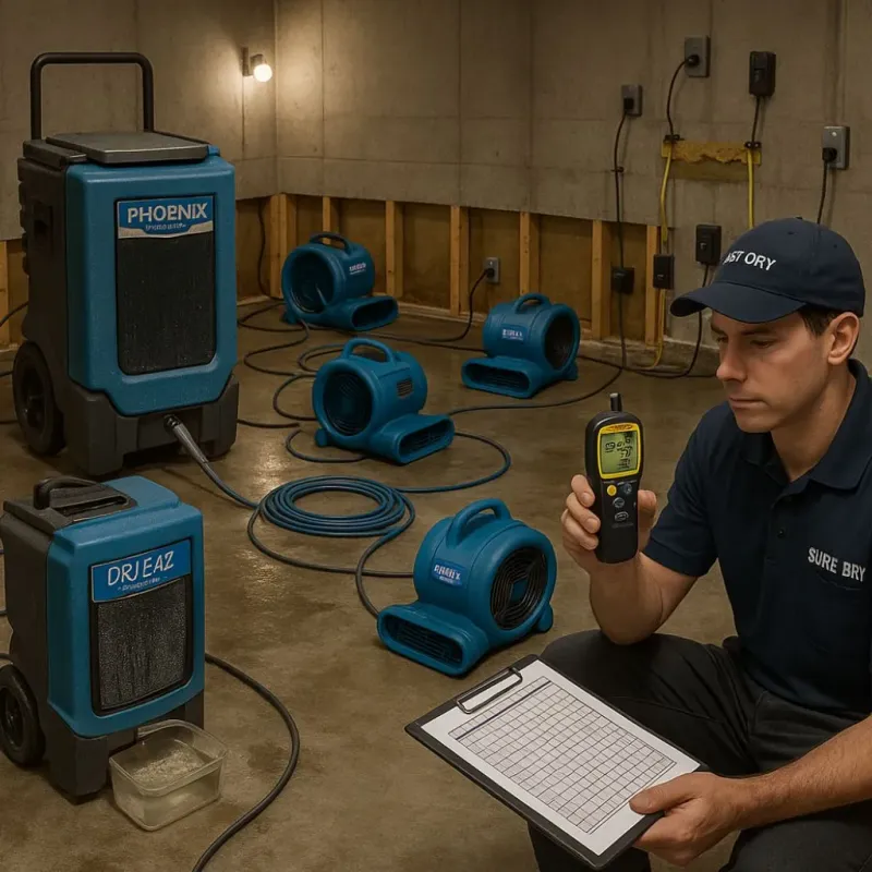 Structural Drying and Dehumidification process in Lodi, NJ